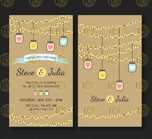 Rustic Wedding Card Showcasing Mason Jars Filled With Blooms, Ideal For A Countryside Wedding Theme